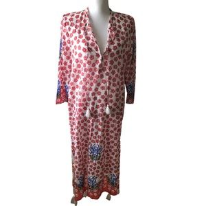 J Crew Floral Kraftan Beach Cover -Up with Tassels. Size M